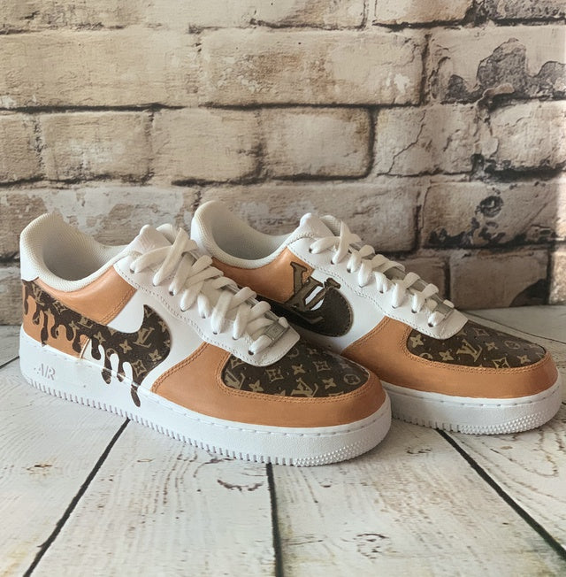 Hand Painted Brown Drip Custom Air Force 1 Sneakers