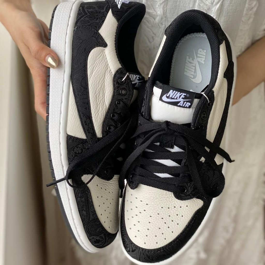 Hand Painted Black & Beige Custom Air Jordan 1 Sneakers