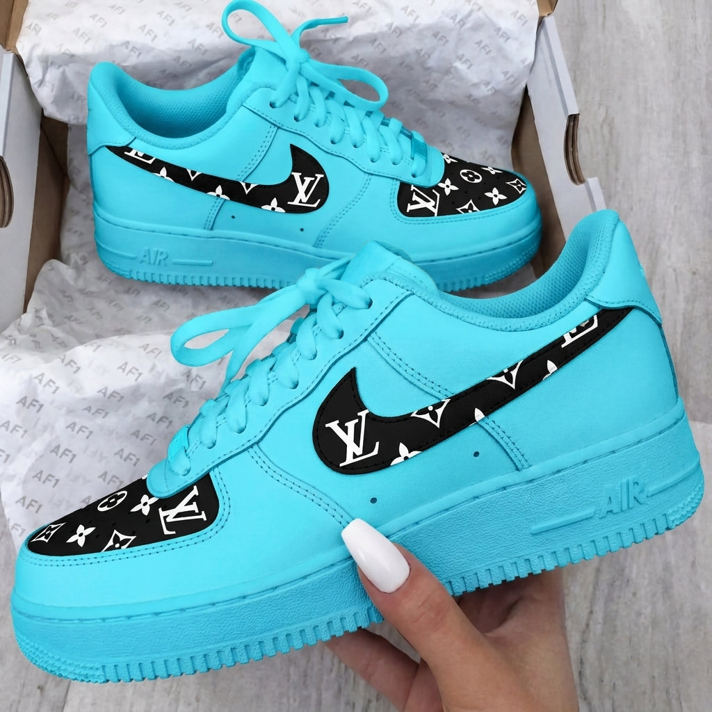 Hand Painted Turquoise Custom Air Force 1 Sneakers