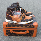 Hand Painted Custom Brown Air Jordan 1 High Sneakers