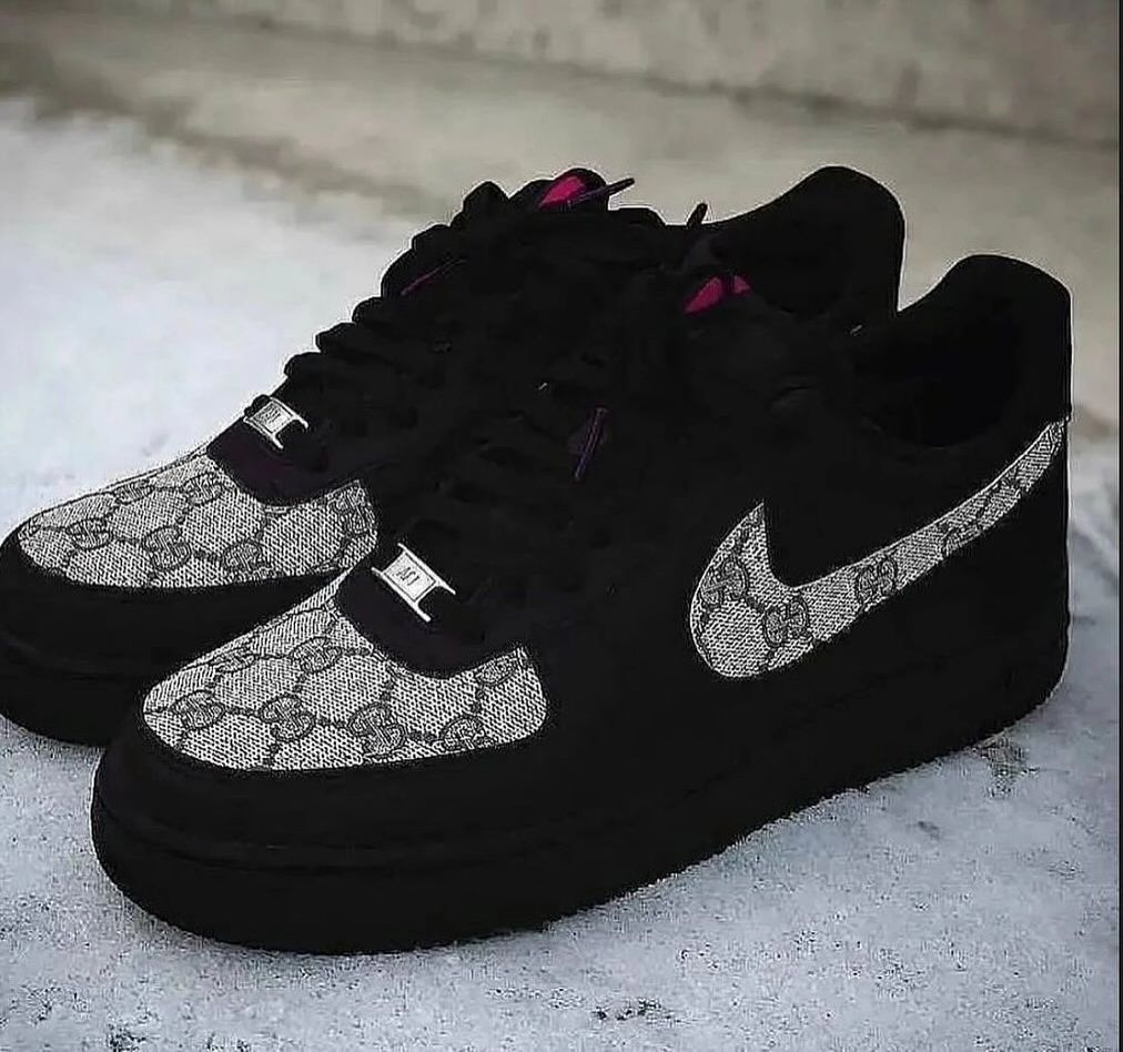 Hand Painted Custom Black Air Force 1 Sneakers