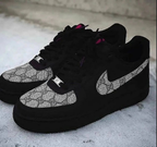 Hand Painted Custom Black Monogram Air Force 1 Sneakers