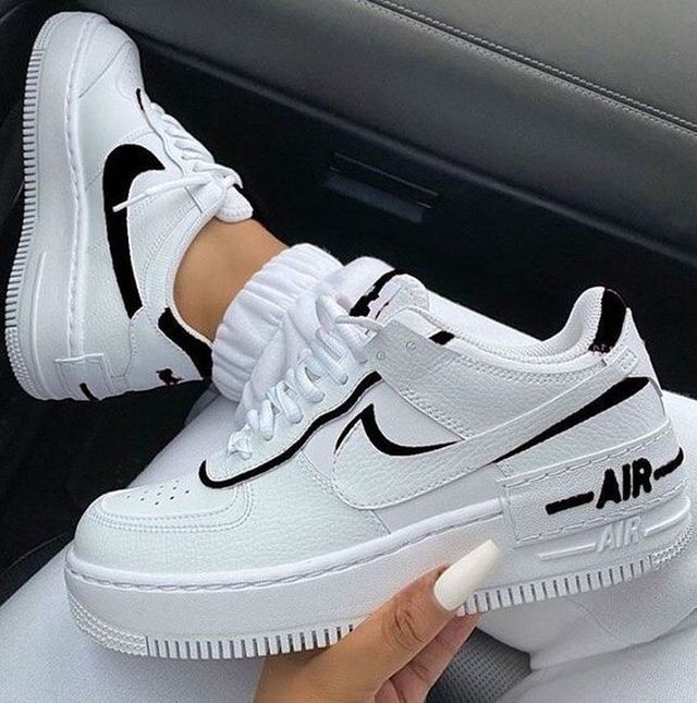 Hand Painted Black & White Custom Air Force 1 Sneakers
