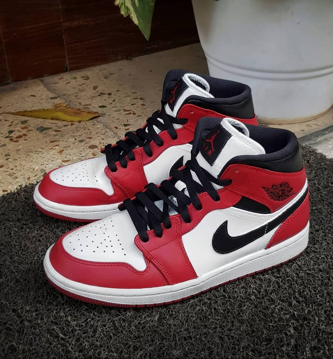Custom Hand Painted Red Black Air Jordan 1 Sneakers