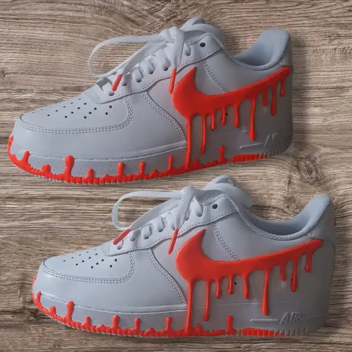 Hand-Painted 3D Drip Effect Multi-Color Optional Glow-in-the-Dark Unisex Custom Air Force 1 Street Fashion Custom Sneakers