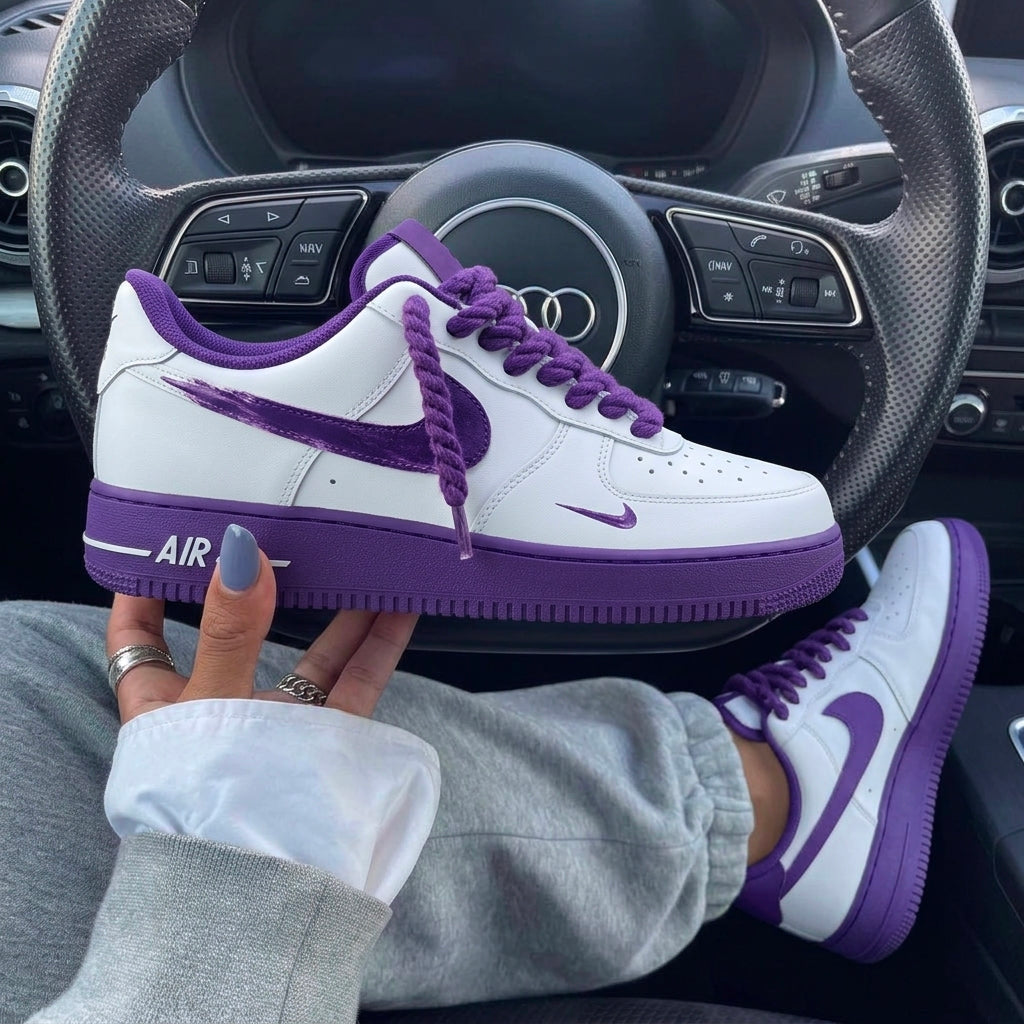 Hand Painted Purple Custom Air Force 1 Sneakers