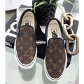 Hand Painted Brown Monogram Custom Vans Slip On Sneakers