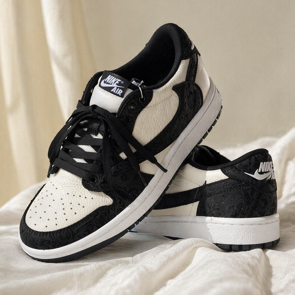 Hand Painted Black & Cream Custom Air Sneakers