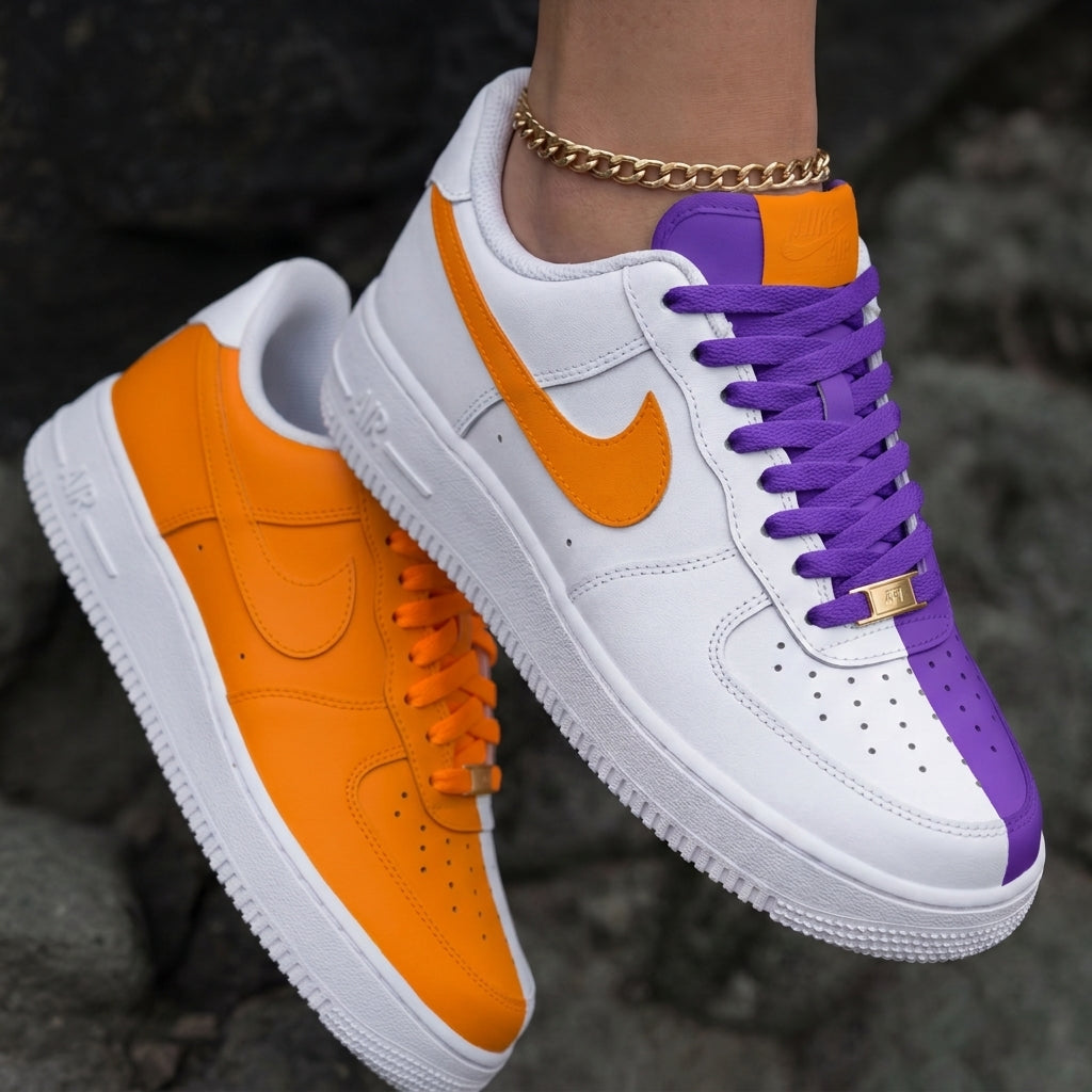 Lakers Orange Purple Custom Air Force 1