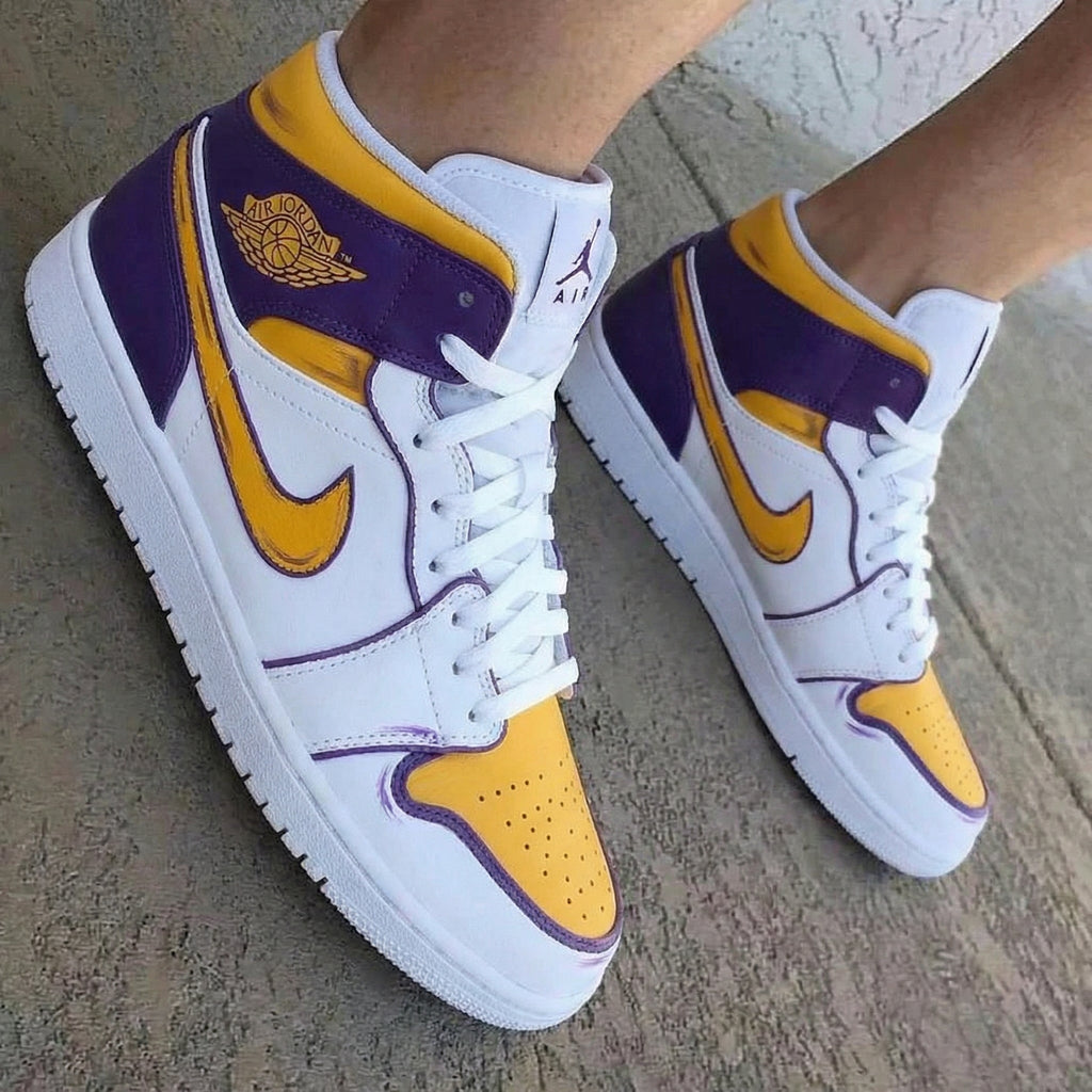 Lakers Yellow Purple Custom Air Jordan 1