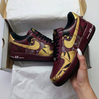 Leaf Pattern Maroon Gold Custom Air Force 1