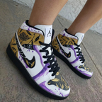 Leaf Pattern Purple Gold Custom Air Jordan 1