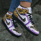 Leaf Pattern Purple Gold Custom Air Jordan 1