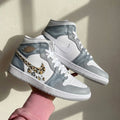 Leopard Print Gray Custom Air Jordan 1