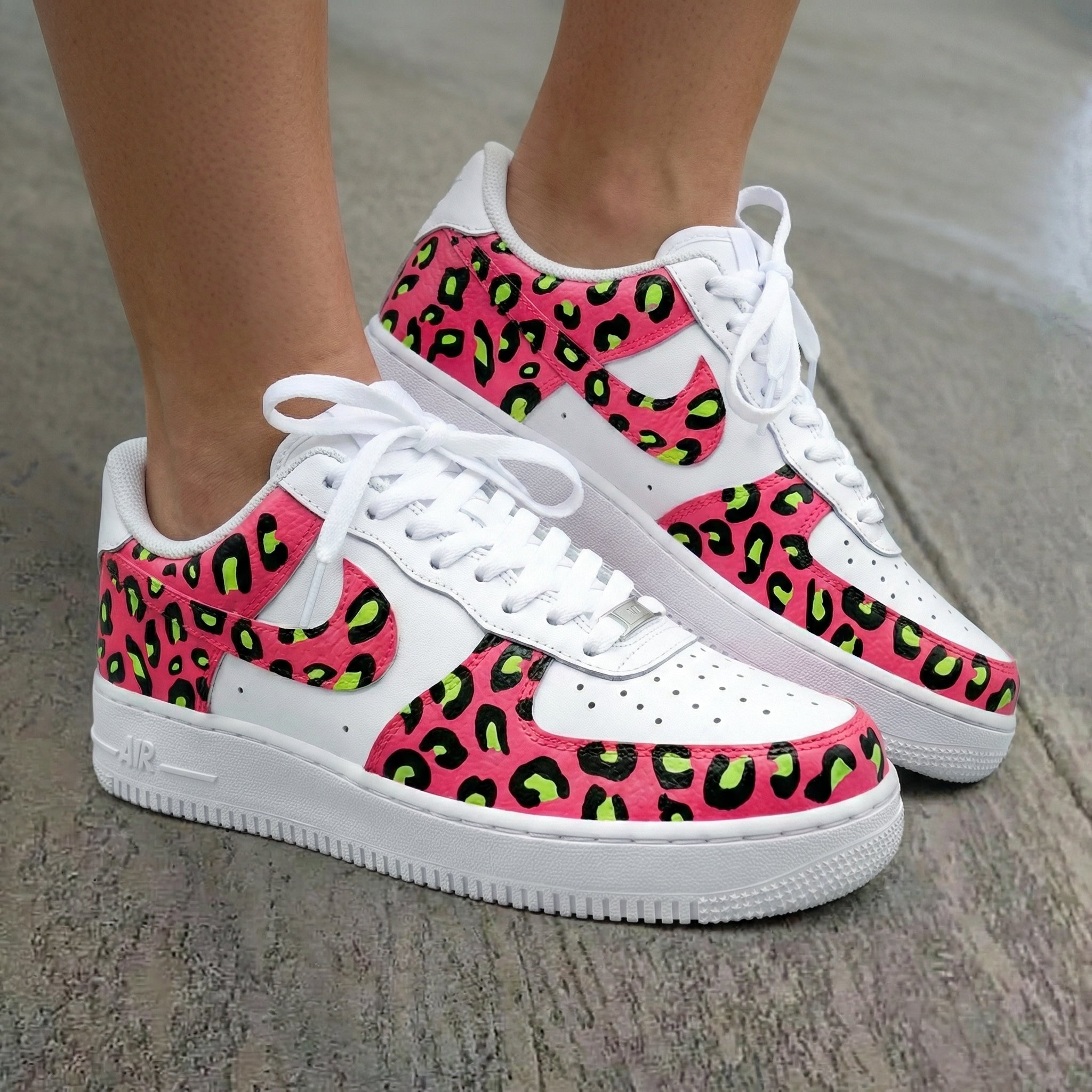 Leopard Print Pink Green Black Custom Air Force 1