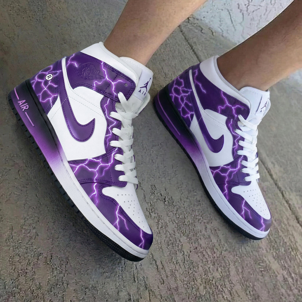 Lightning Pattern White Purple Custom Air Jordan 1