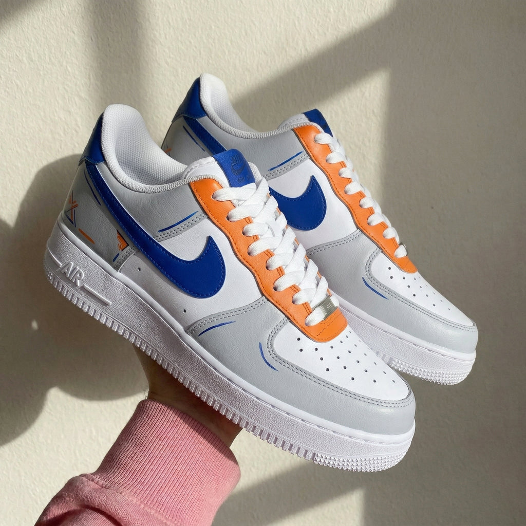 Line Decorated Gray Orange Blue Custom Air Force 1