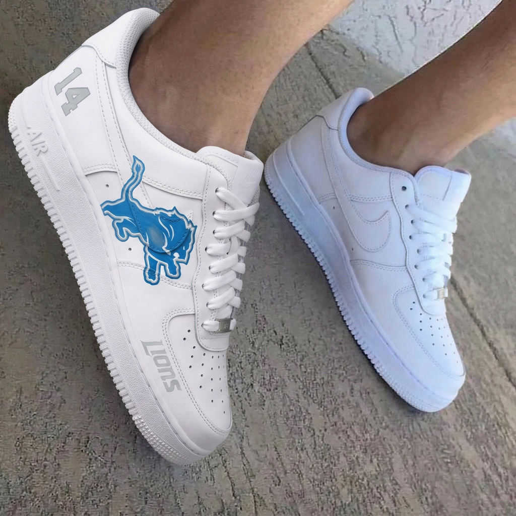 Lions Logo Number 14 Blue Gray Custom Air Force 1