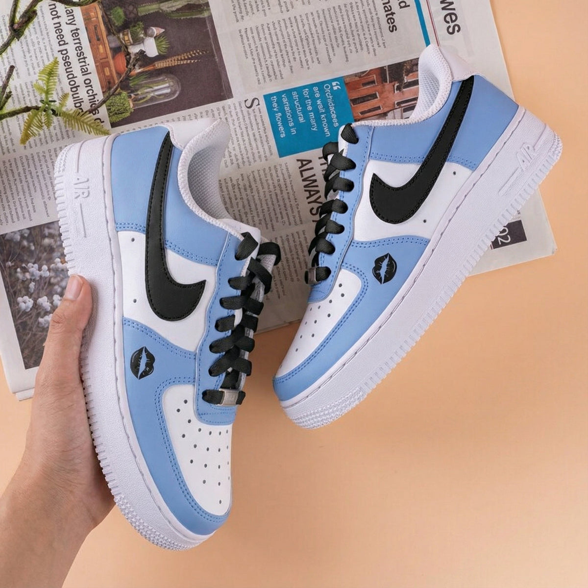 Lip Print Baby Blue Custom Air Force 1