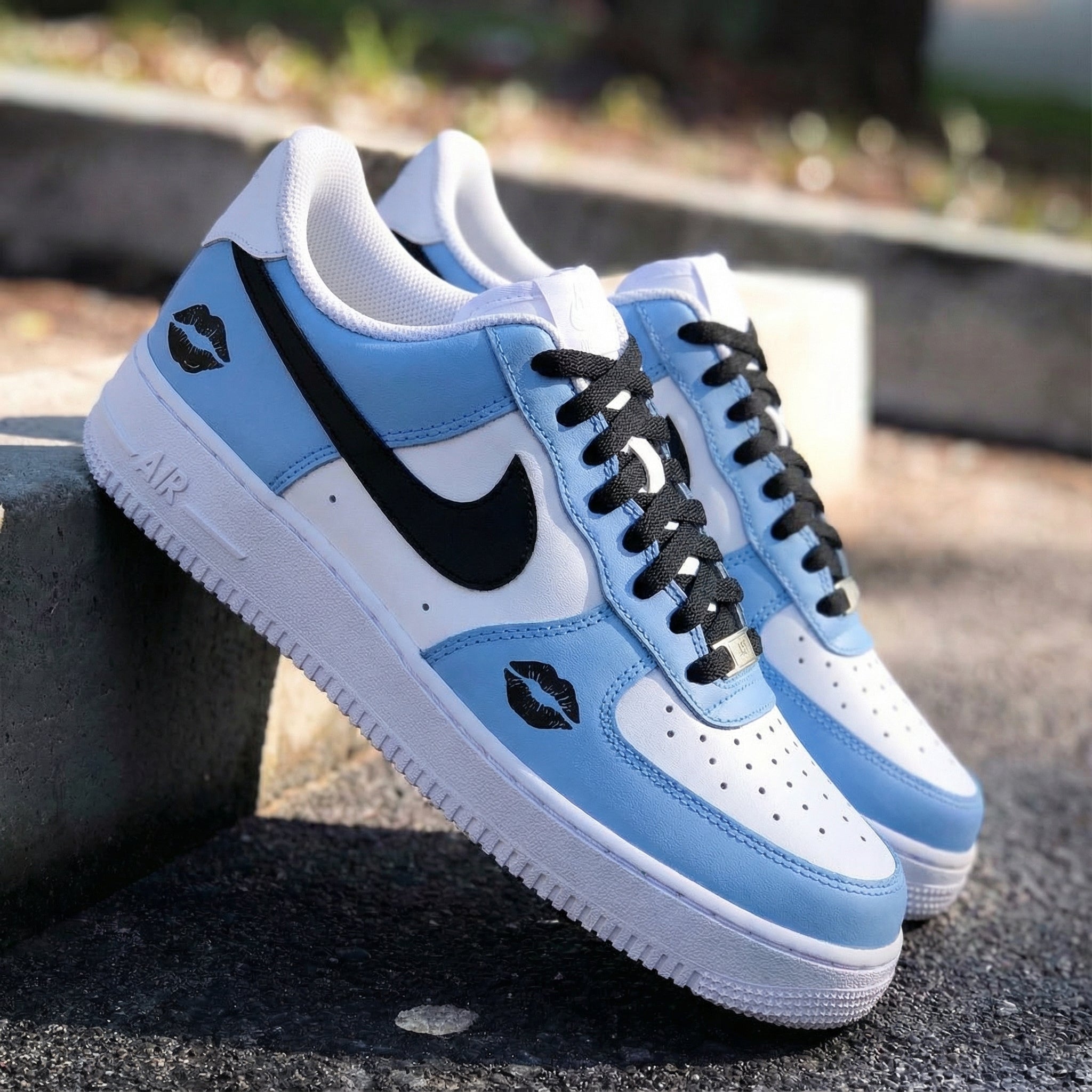 Lip Print Baby Blue Custom Air Force 1