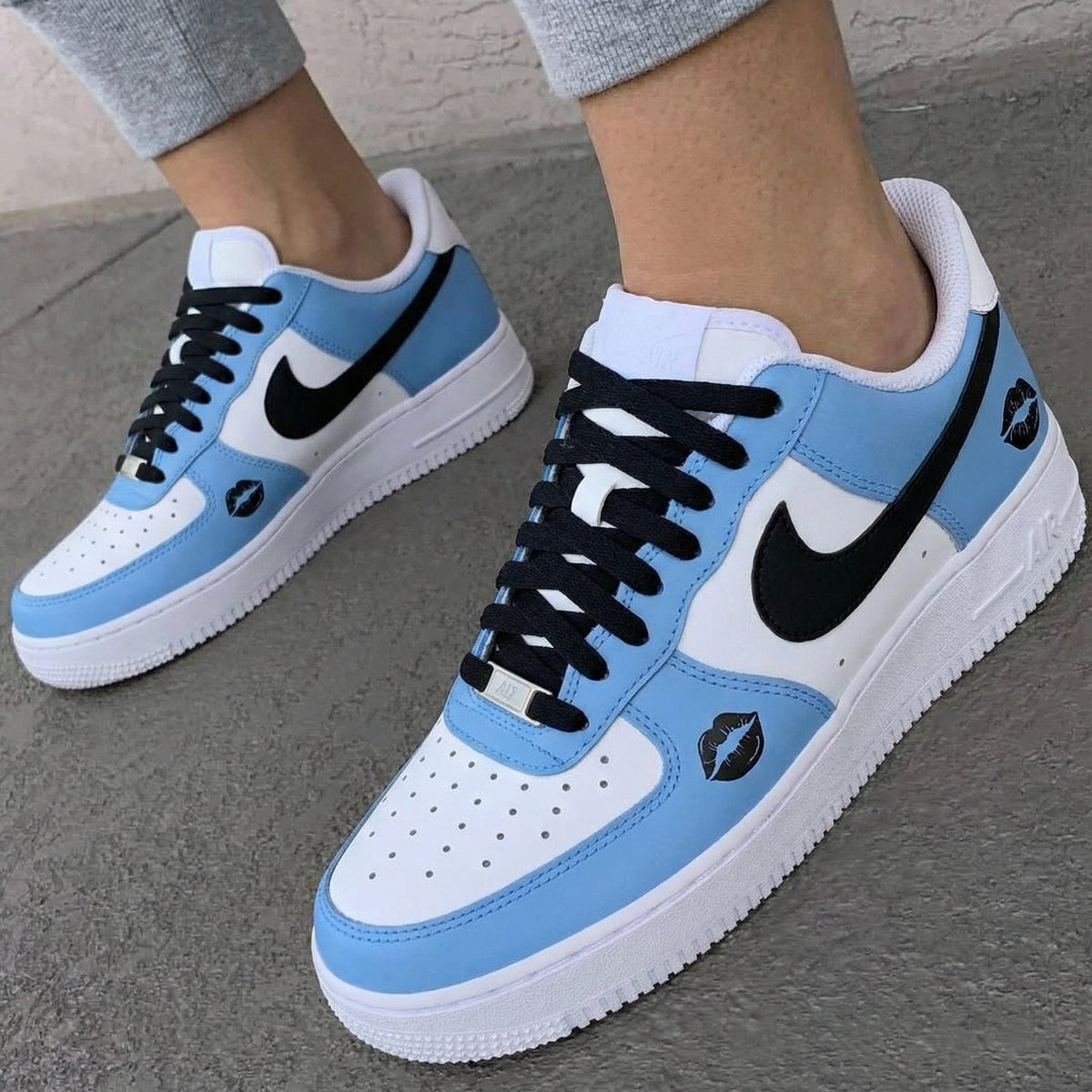 Lip Print Baby Blue Custom Air Force 1