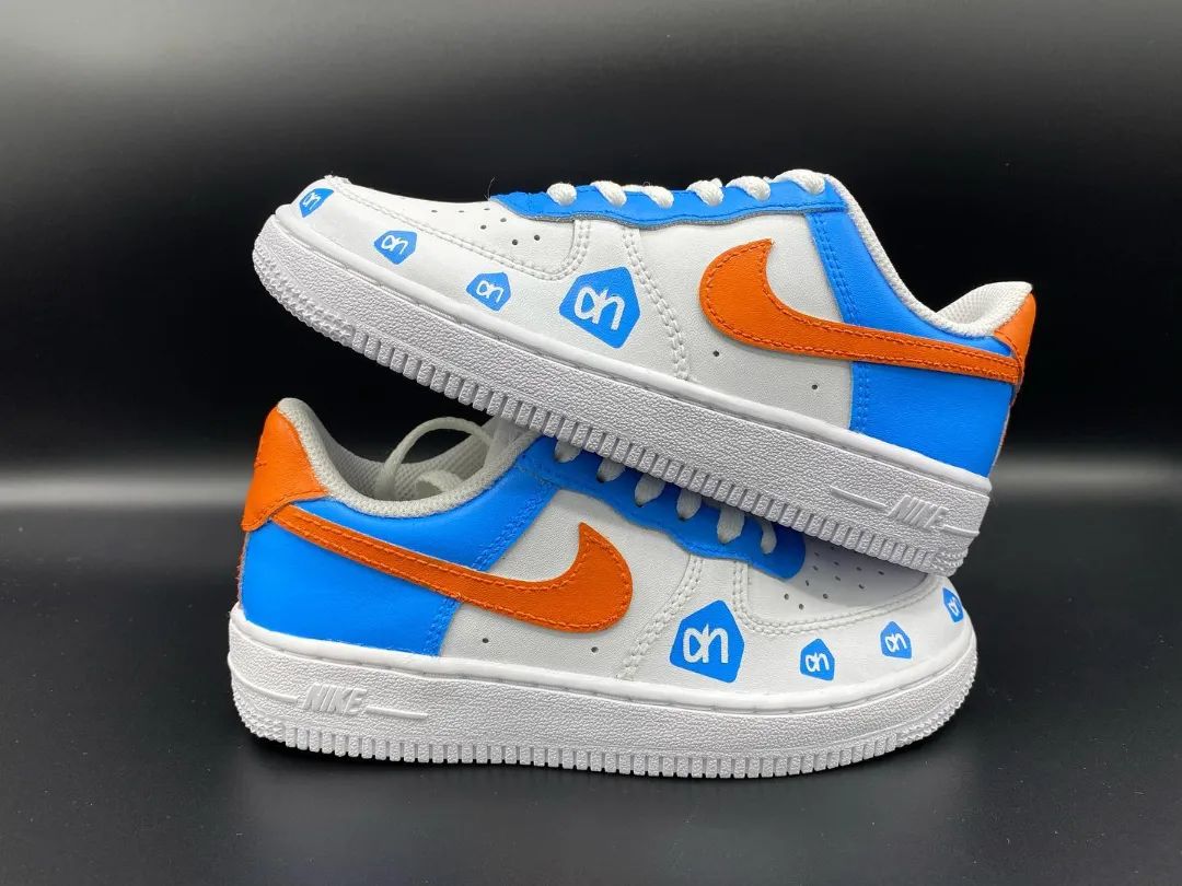 Logo Pattern Blue Orange Custom Air Force 1