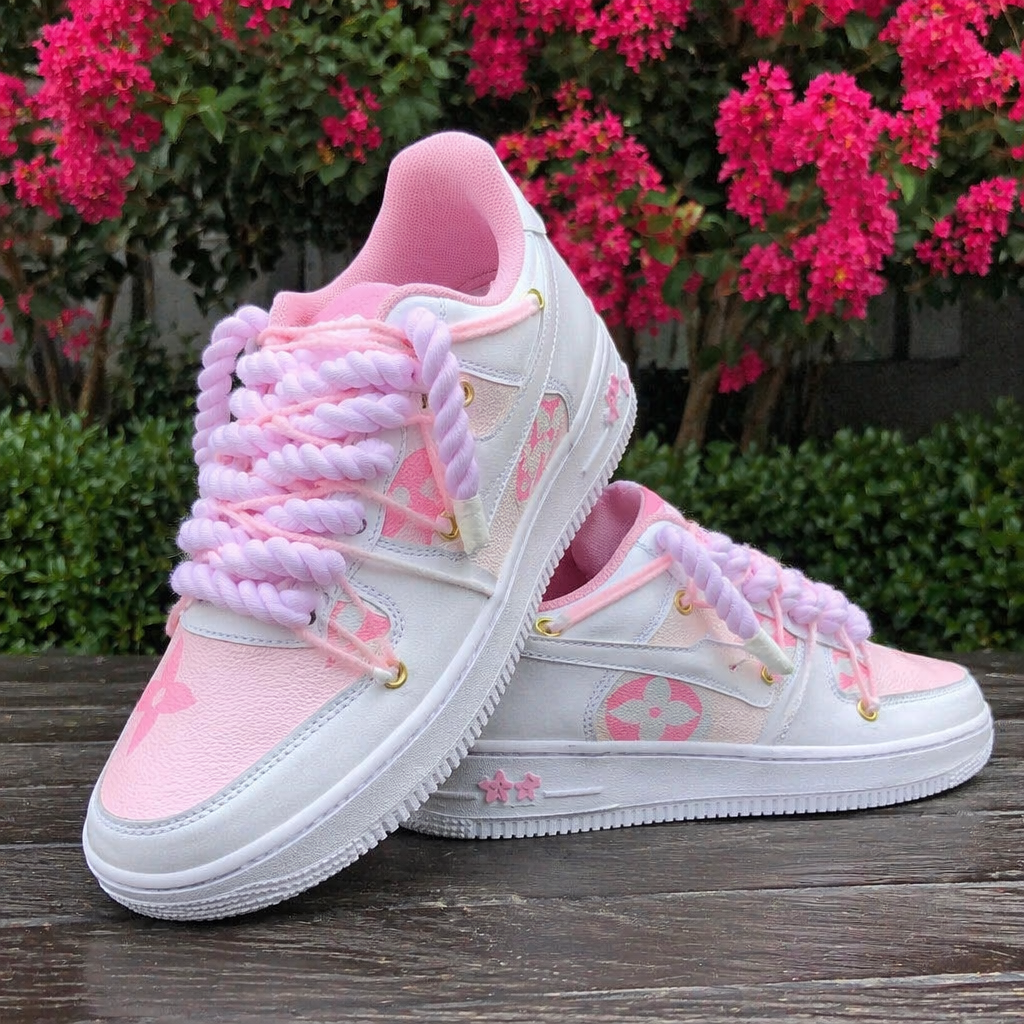 Custom Hand Painted Pink Air Force 1 Sneakers