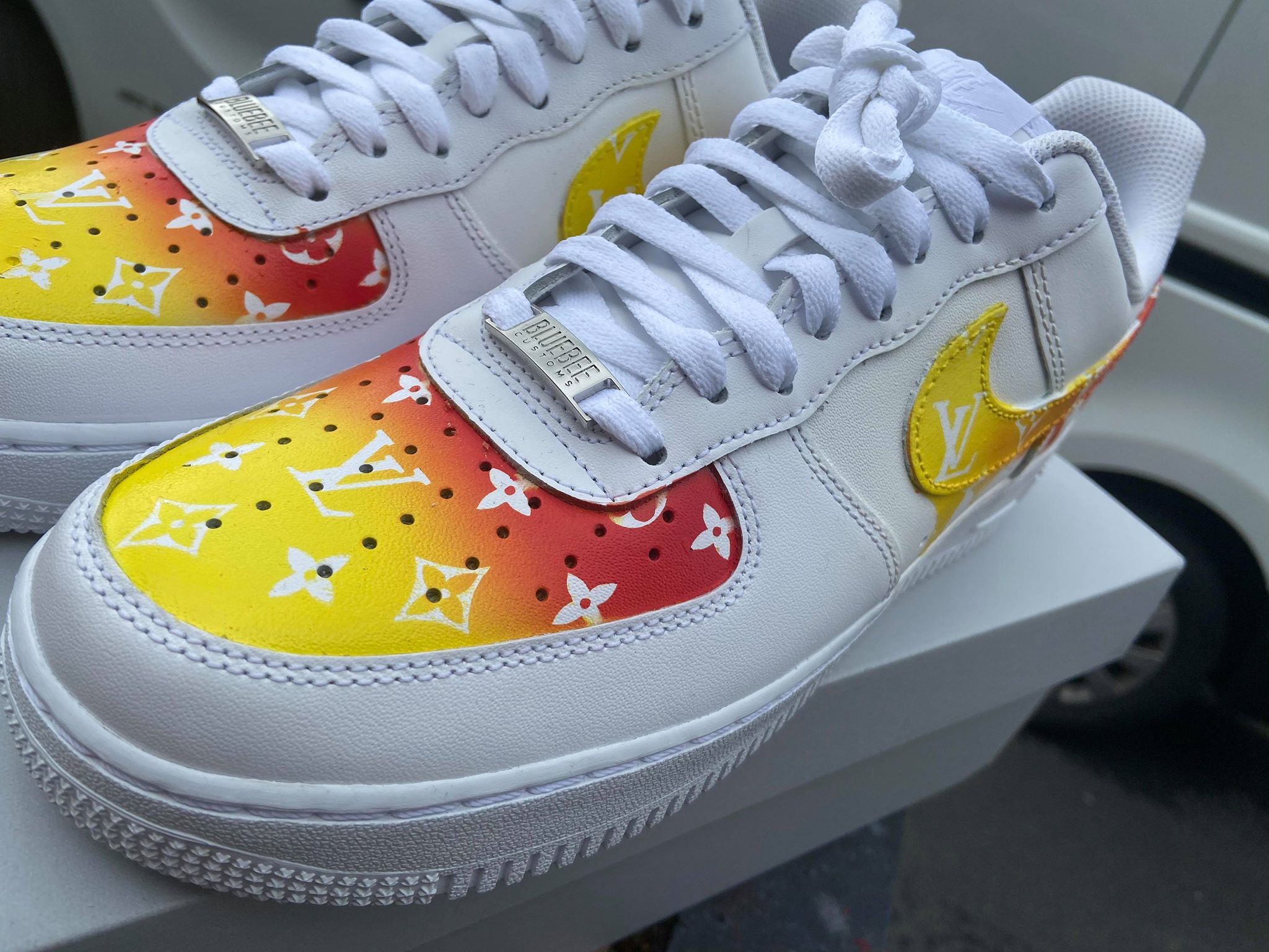 LV Drip Pattern Red Yellow Custom Air Force 1