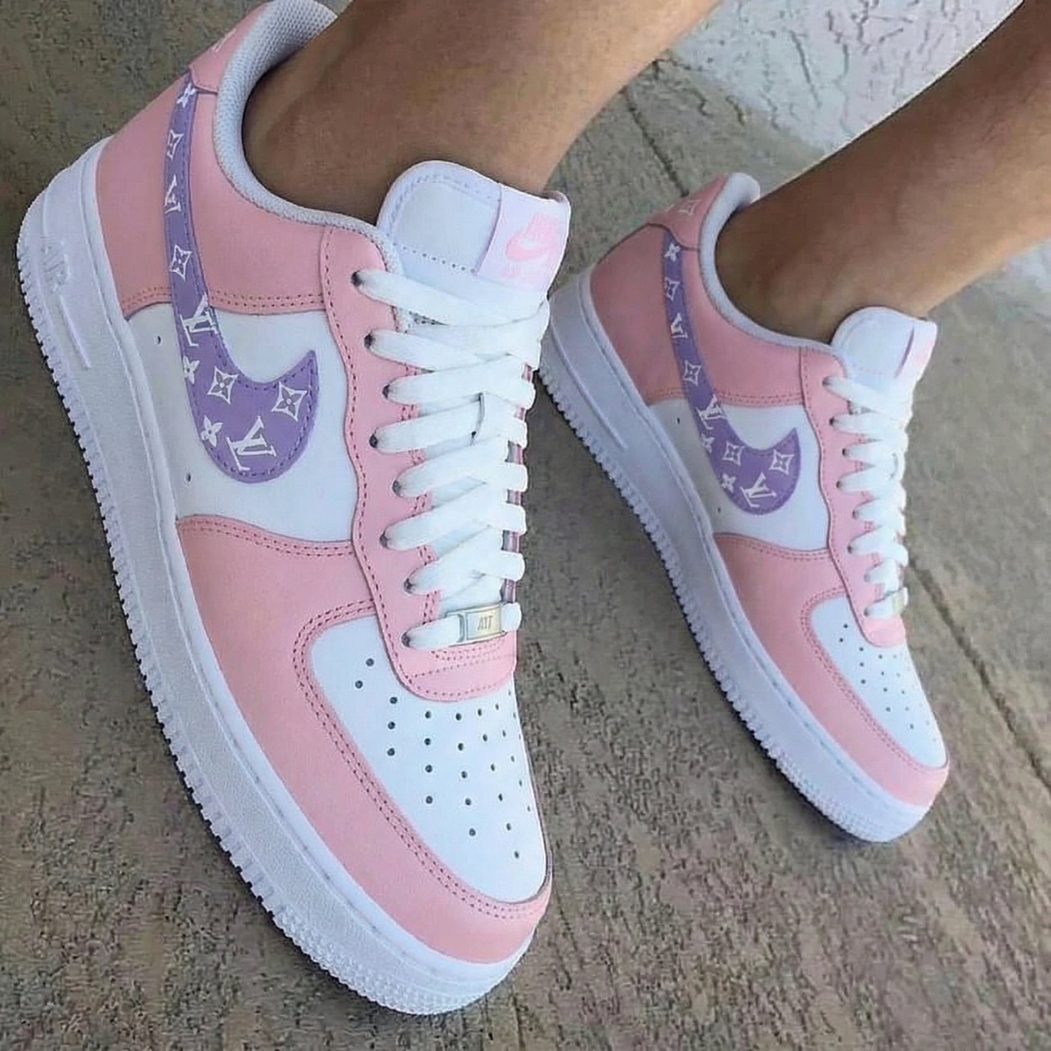 LV Logo Baby Pink Purple Custom Air Force 1