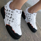 LV Logo Black Orange Custom Air Force 1