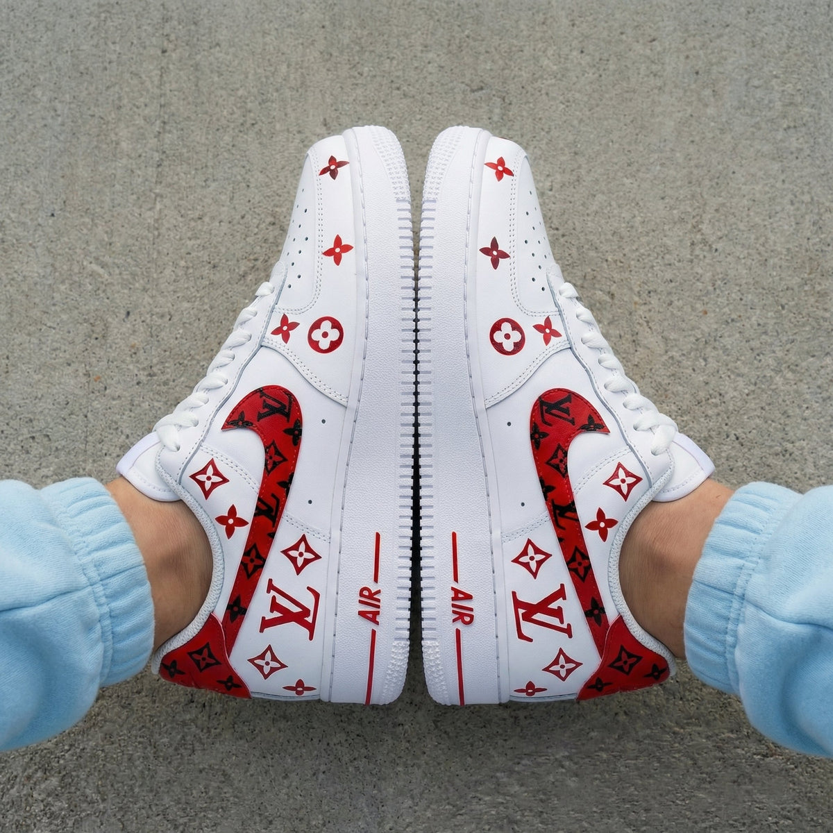 LV Logo Red Black Custom Air Force 1