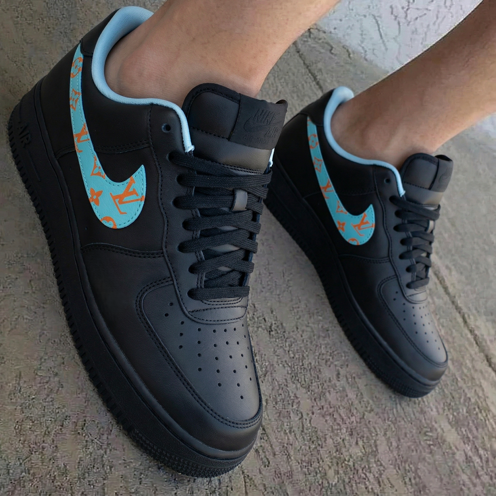 LV Monogram Baby Blue Orange Custom Air Force 1