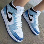 LV Pattern Baby Blue Black Custom Air Jordan 1