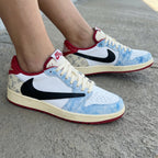 LV Pattern Baby Blue Black Red Travis Scott Custom Air Jordan 1