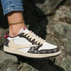 LV Pattern Beige Brown Travis Scott Custom Air Jordan 1