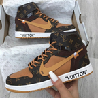 LV Pattern Brown Tan Custom Air Jordan 1
