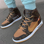 LV Pattern Brown Tan Custom Air Jordan 1