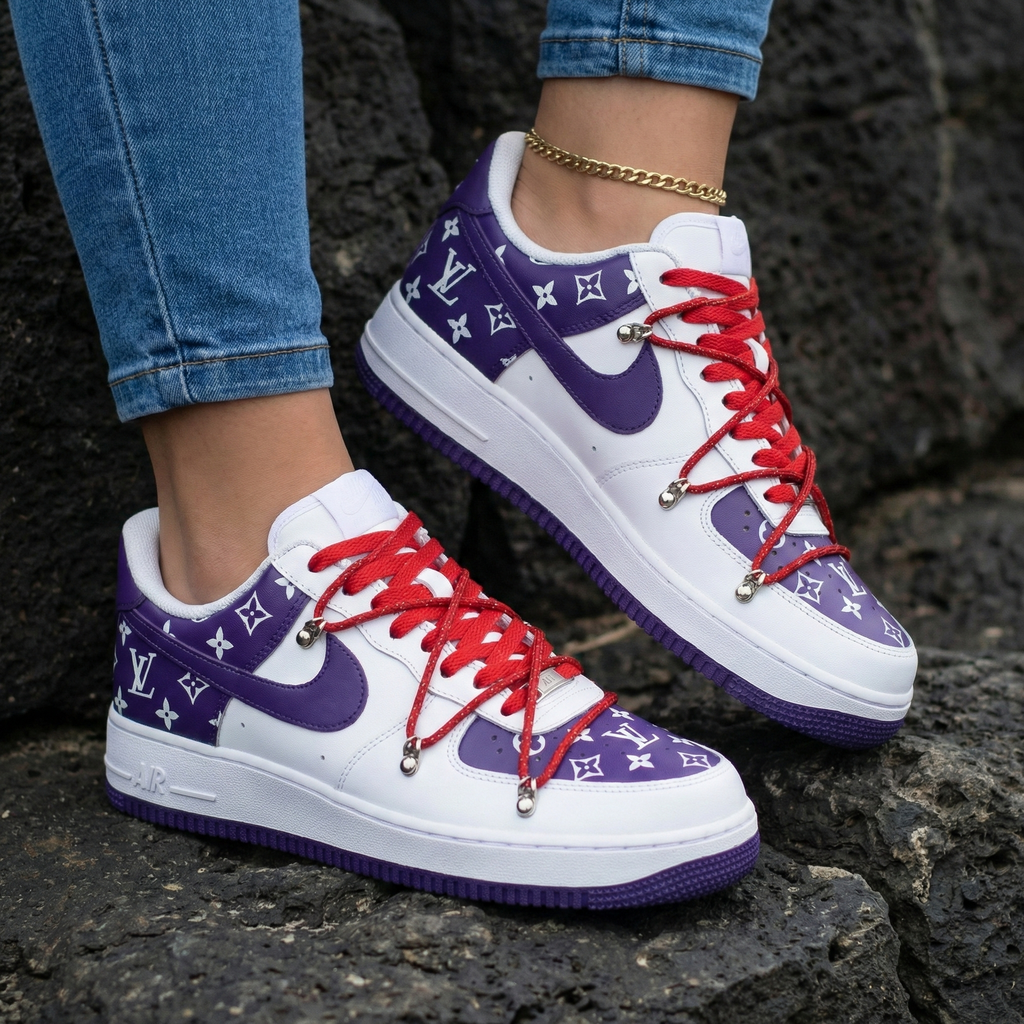 LV Pattern Purple Red Custom Air Force 1