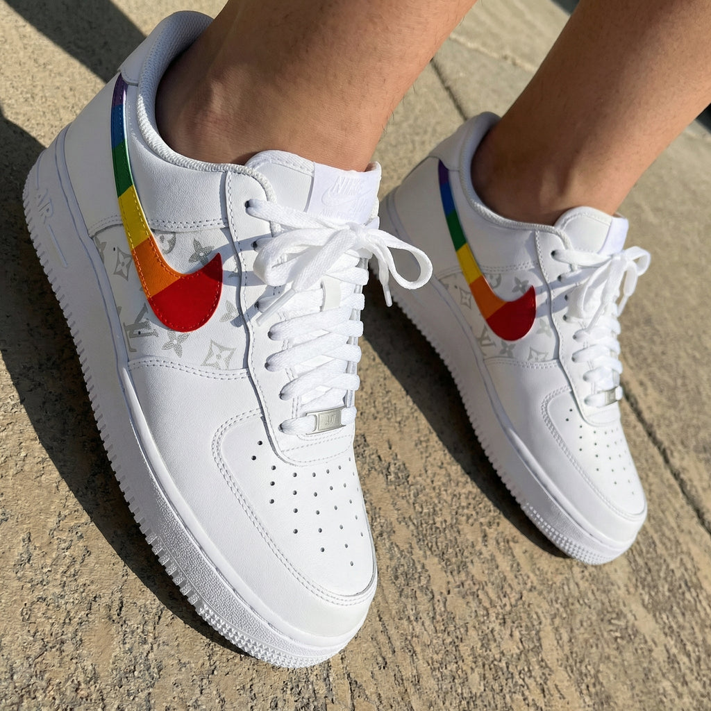LV Rainbow Swoosh Silver Custom Air Force 1