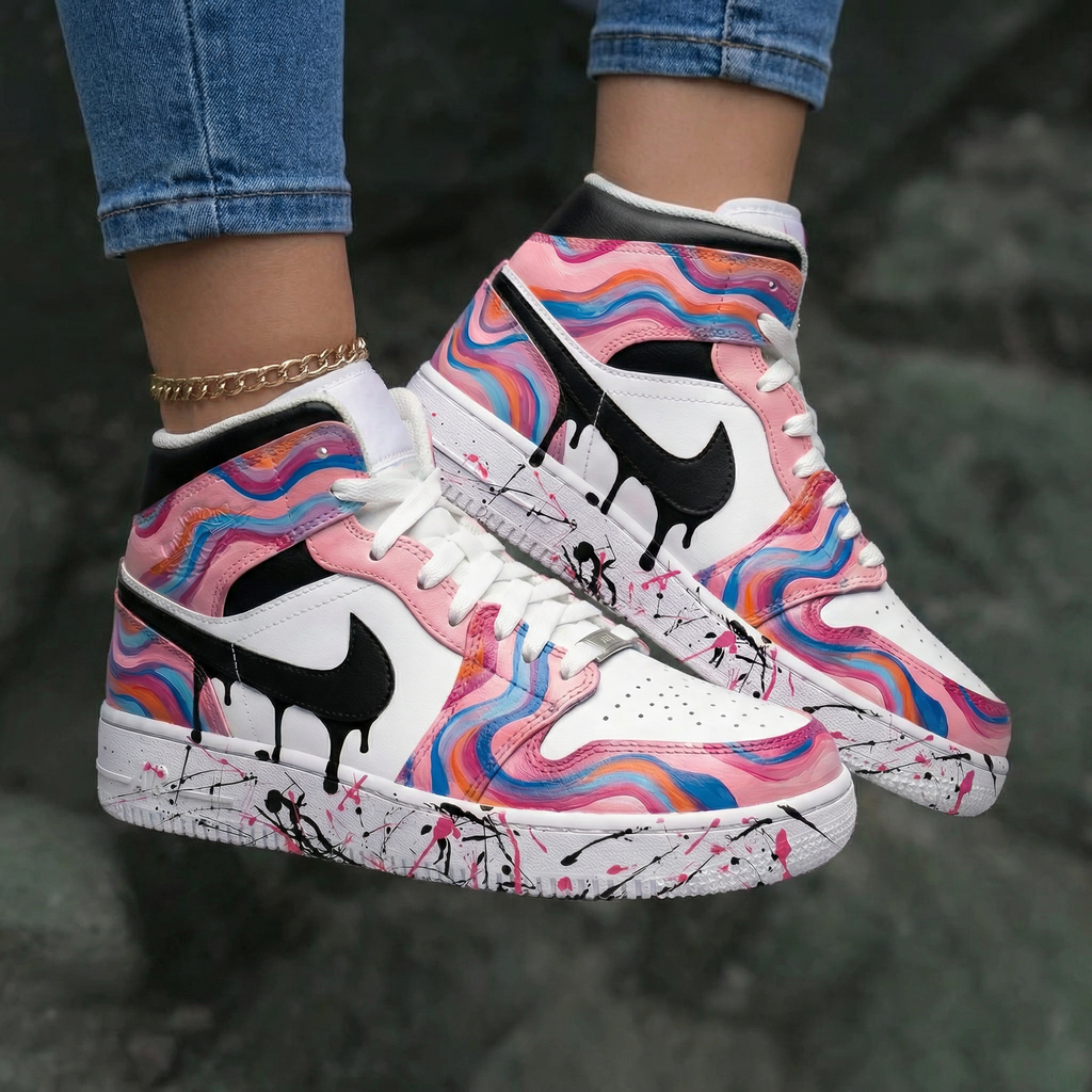 Marble Pattern Baby Pink Custom Air Jordan 1