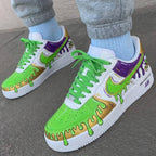 Mardi Gras Mask Drip Pattern Green Purple Custom Air Force 1