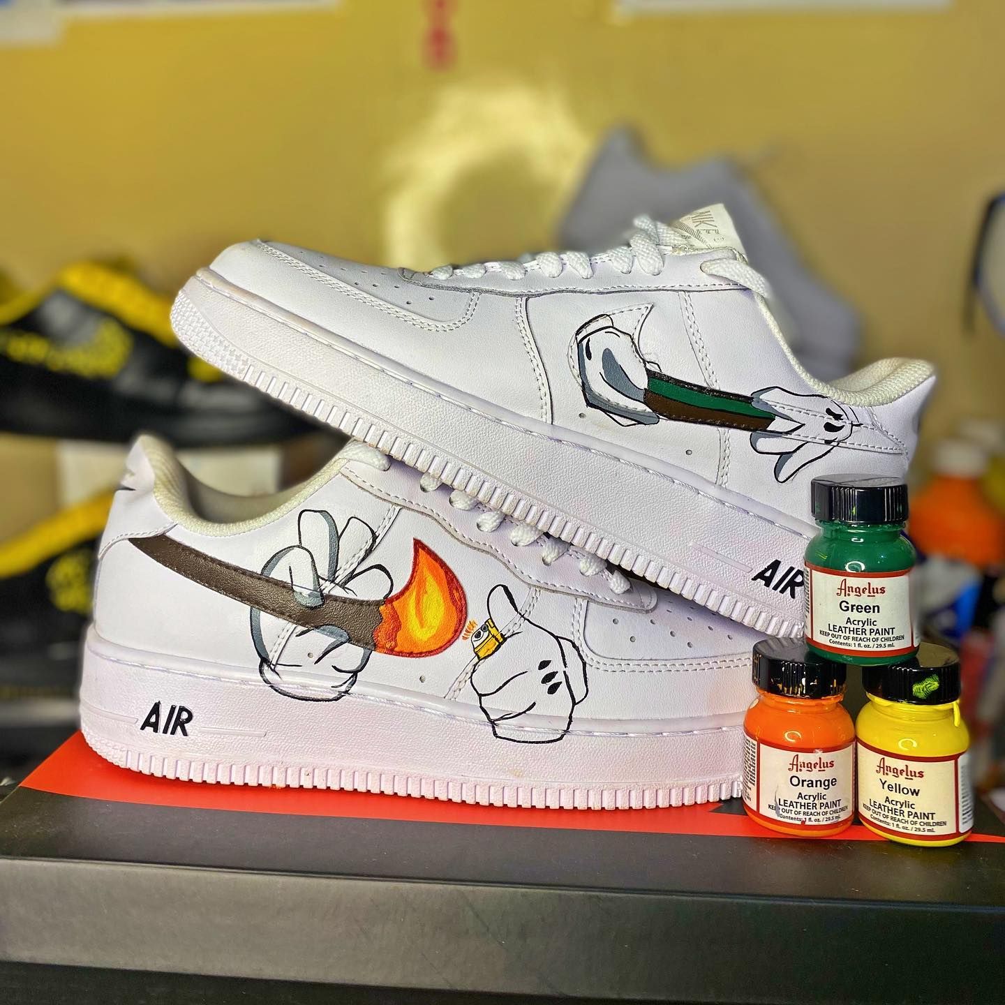 Match - Striking Pattern Orange Green Custom Air Force 1
