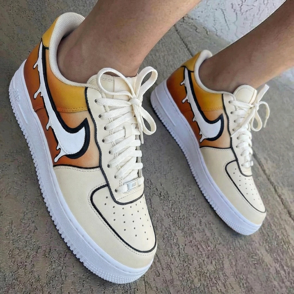 Melted Pattern Orange Cream Custom Air Force 1
