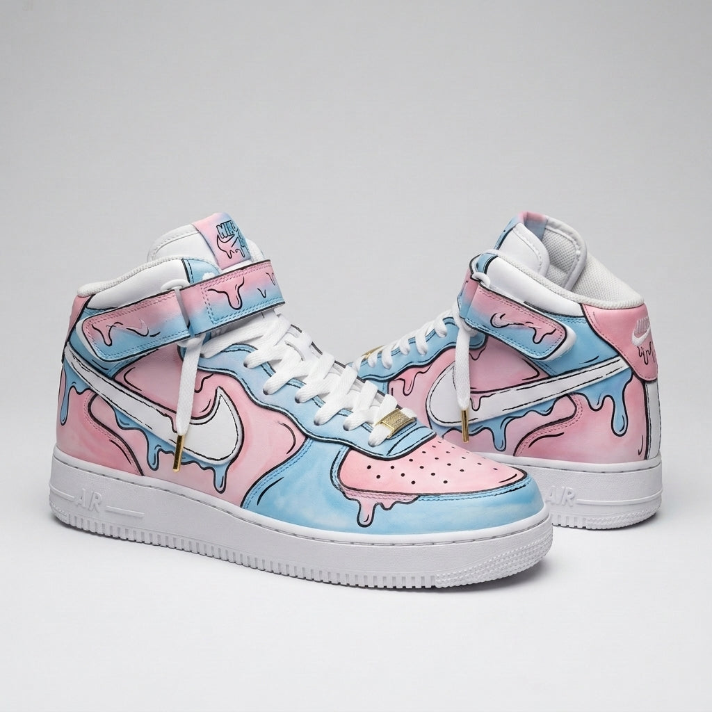 Melting Drip Baby Pink Baby Blue Custom Air Force 1