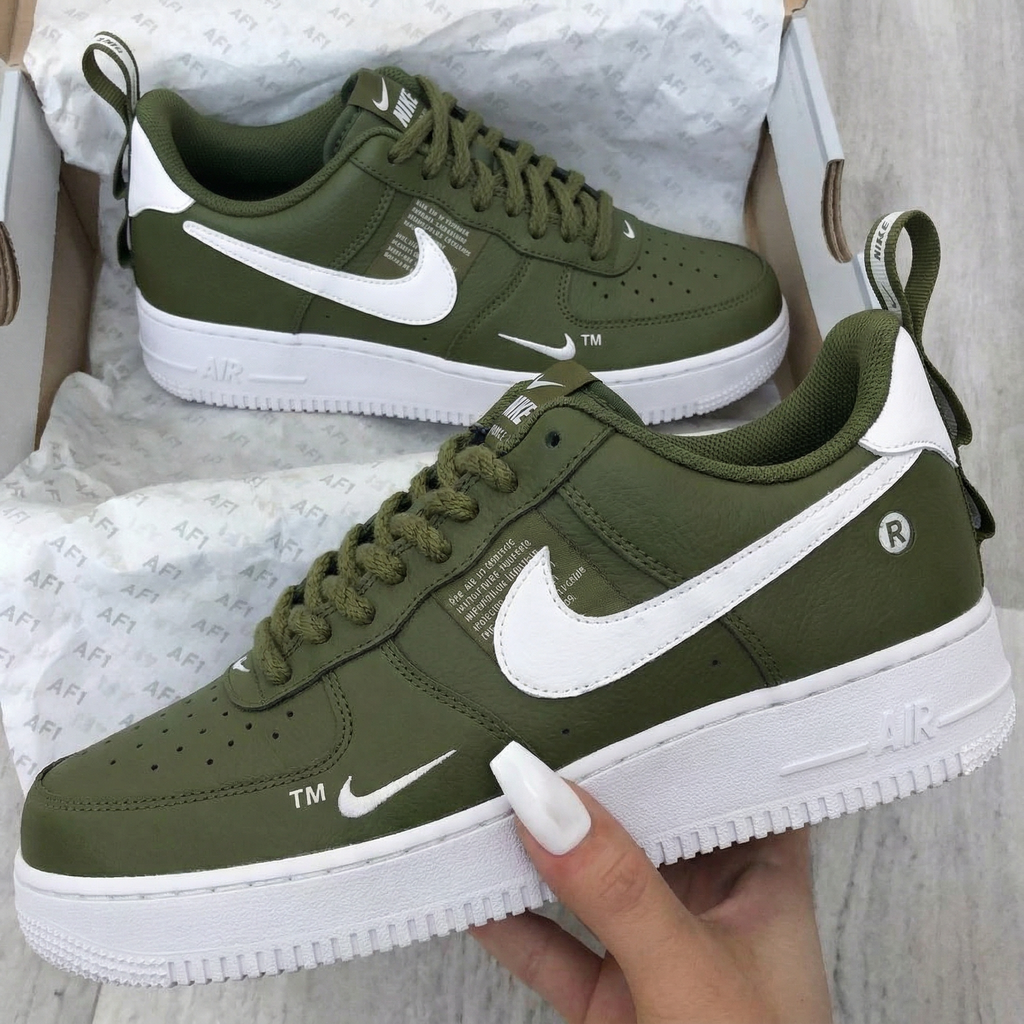 Minimal Military Olive White Custom Air Force 1