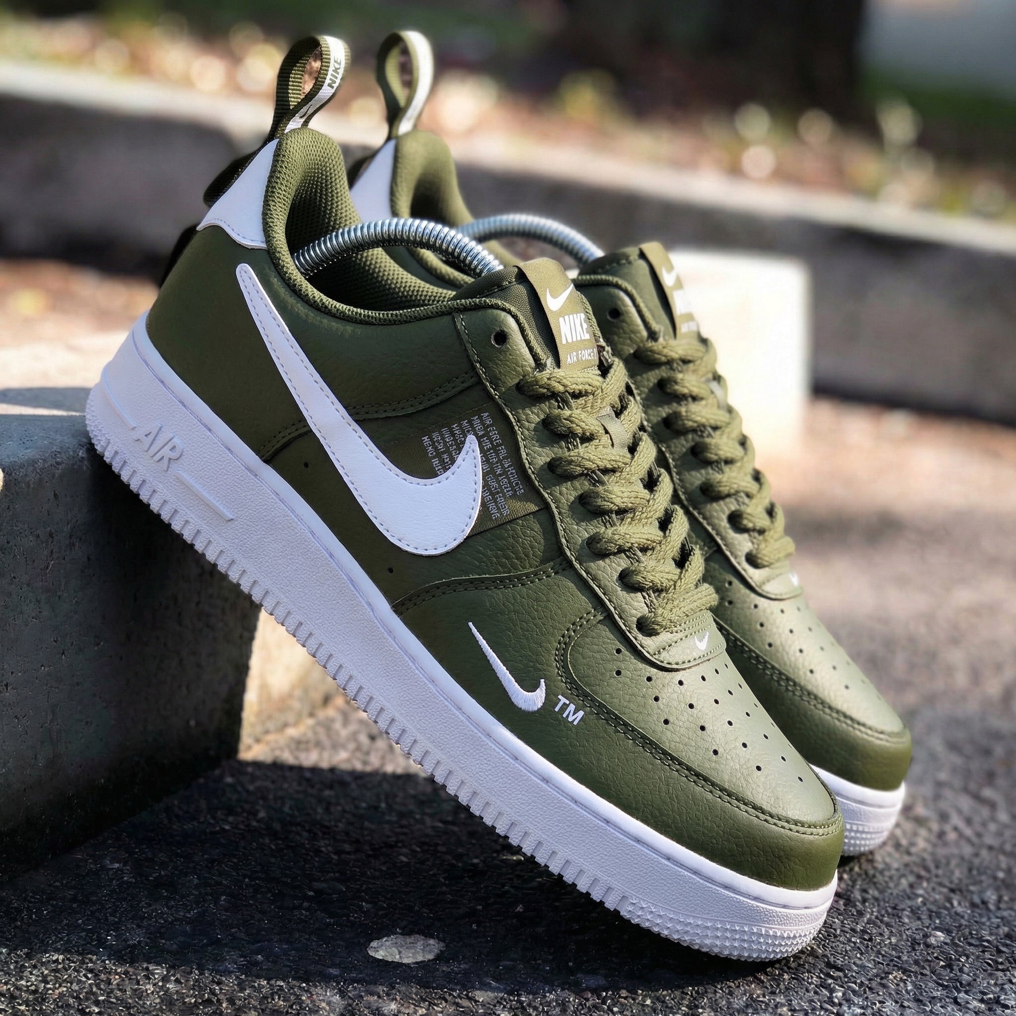 Minimal Military Olive White Custom Air Force 1