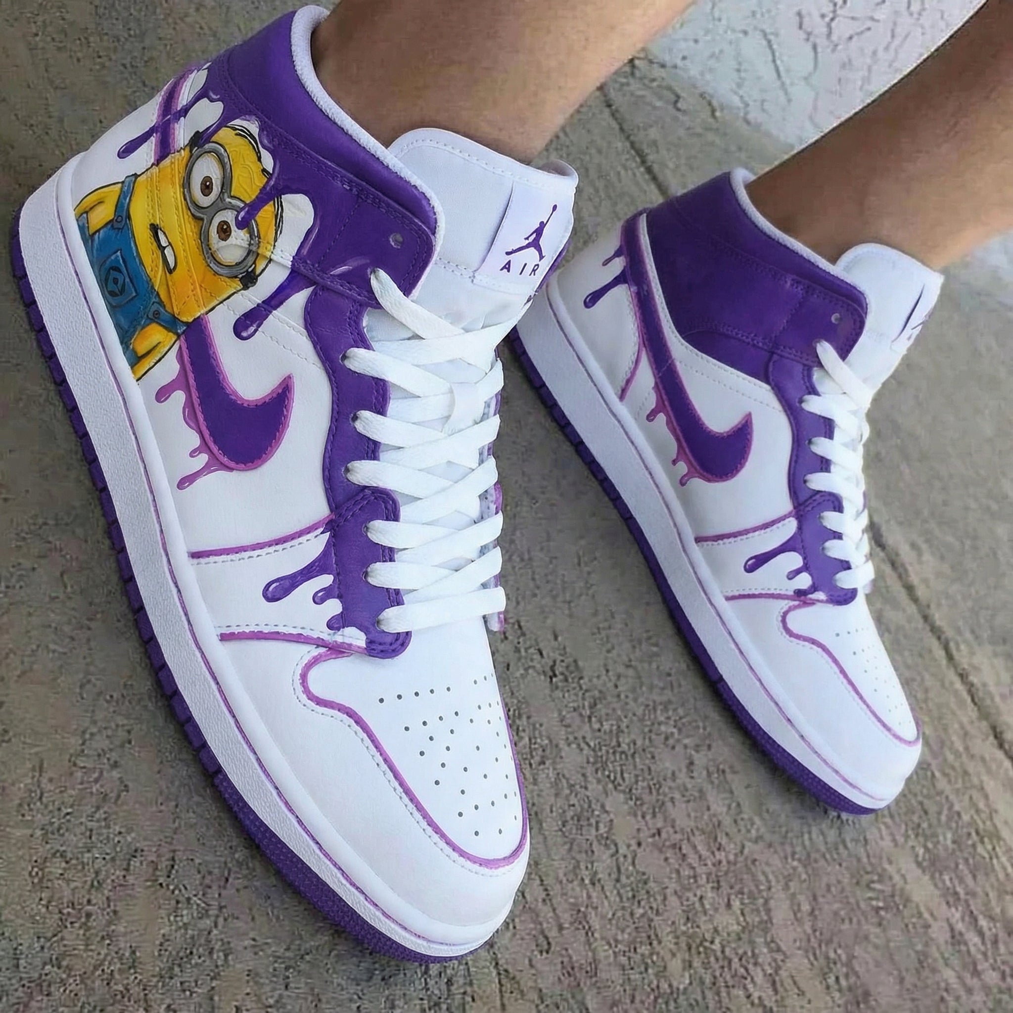 Minion Pattern Purple White Custom Air Jordan 1