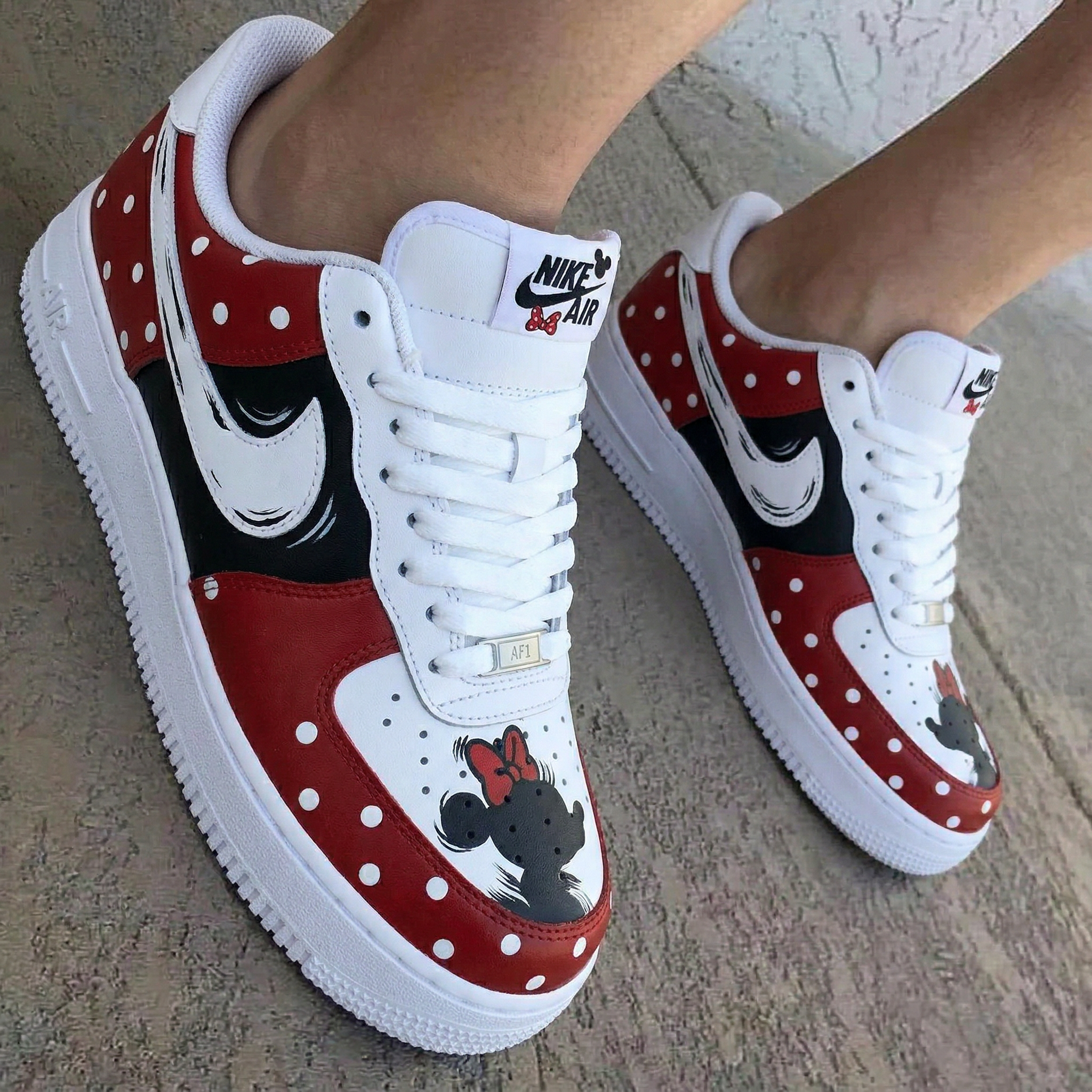 Minnie Mouse Polka Dots Red Black Custom Air Force 1