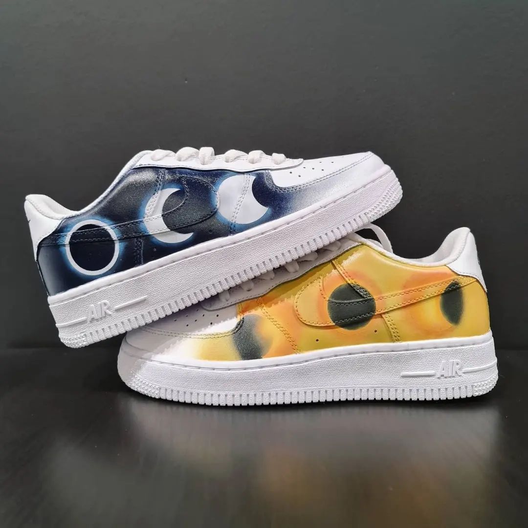 Moon Phase And Sun Pattern Yellow Navy Custom Air Force 1