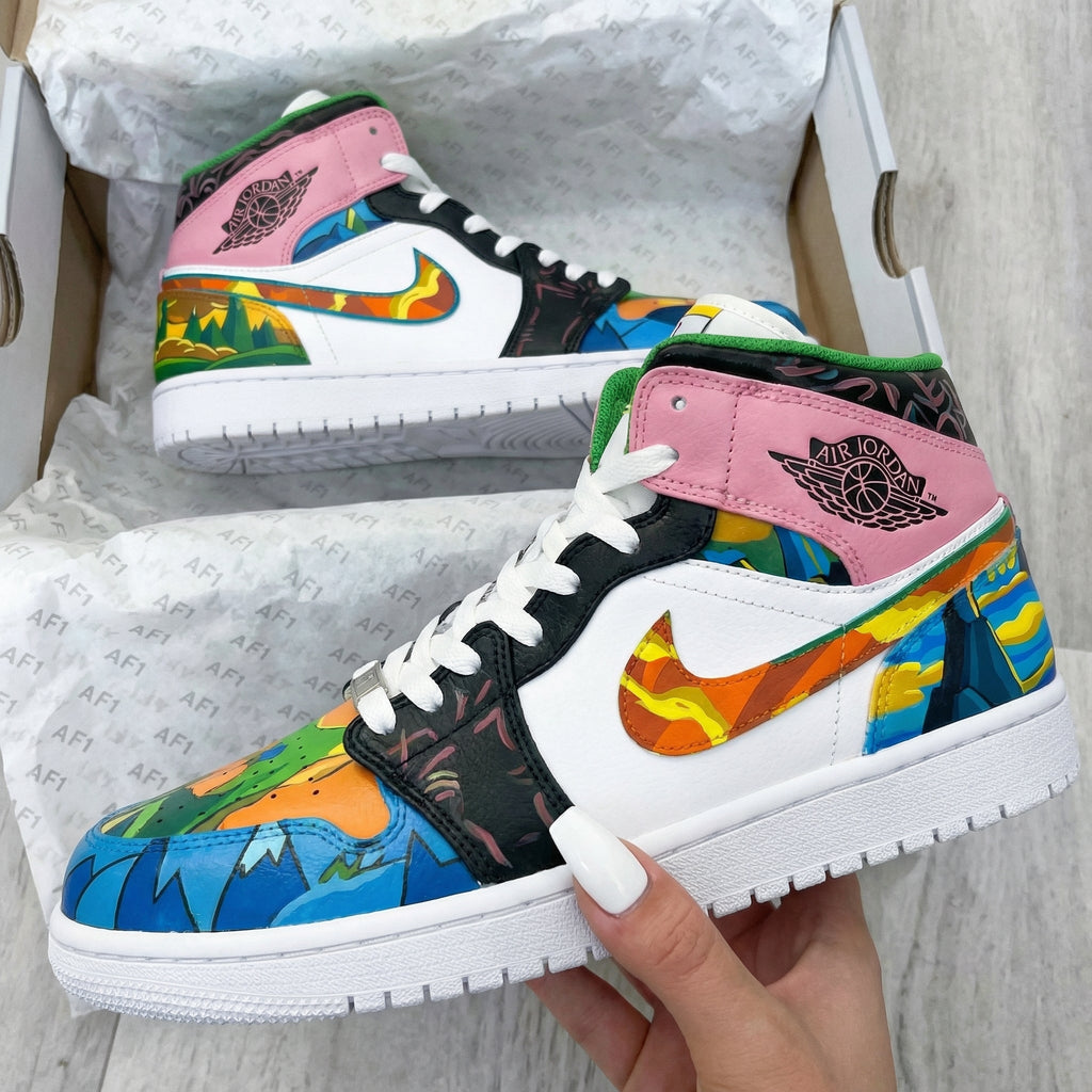 Mosaic Art Baby Pink Green Custom Air Jordan 1